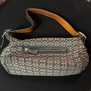 Coach Black and Tan Signature Shoulder Bag